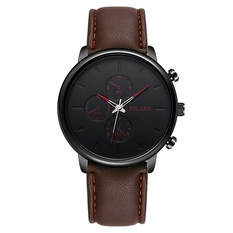 Yolako Casual Style Læderrem Fahsion Herre Business Watch Quartz ur