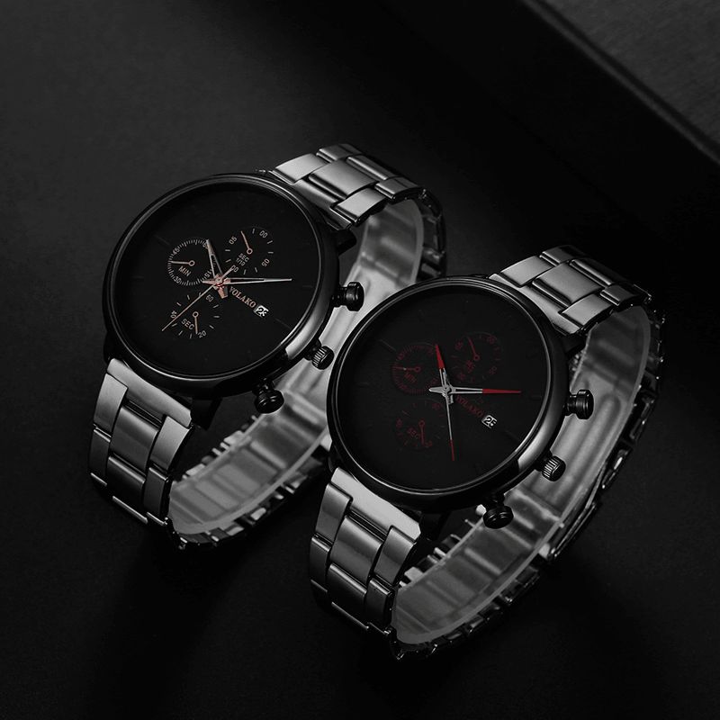 Yolako High Hardness Glas Mode Fuld Metal Strap Mænd Vandtæt Watch Quartz ur