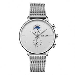 Yolako Mode Mesh Strap Mænd Vandtæt Business Style Watch Quartz ur