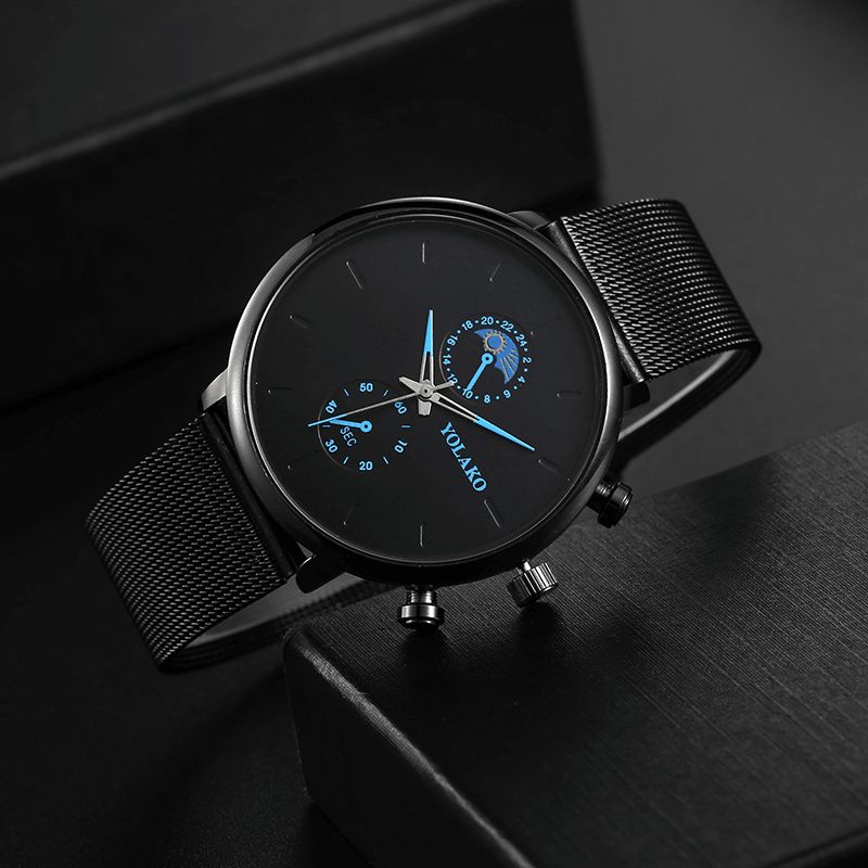 Yolako Mode Mesh Strap Mænd Vandtæt Business Style Watch Quartz ur