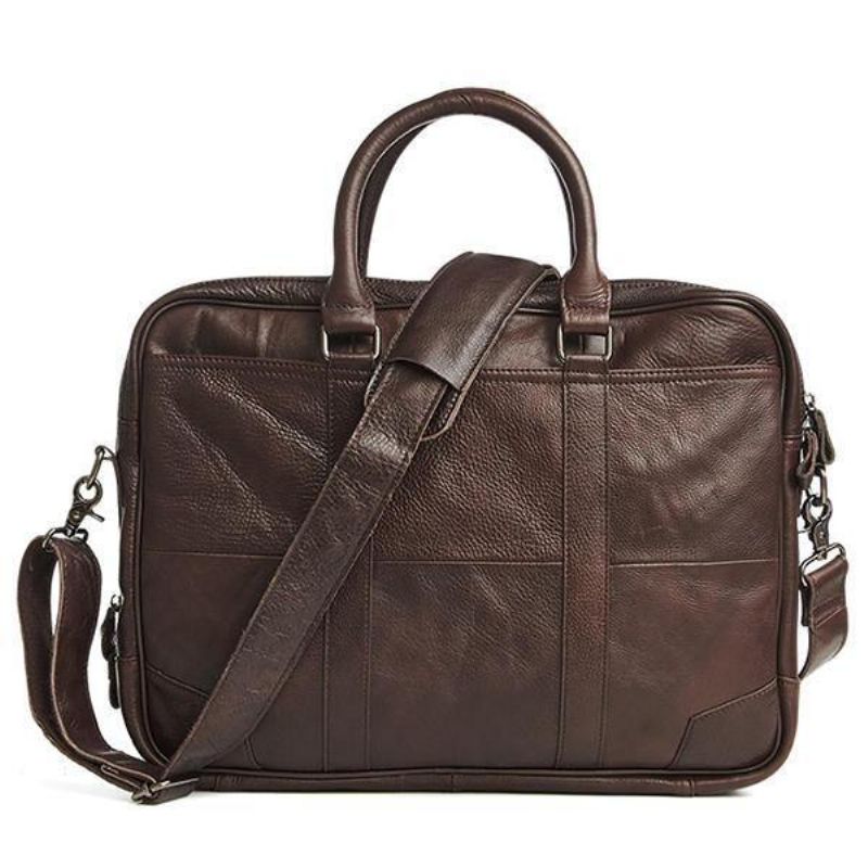 Ægte Læder Business Laptop Taske Briefcase Crossbody Taske