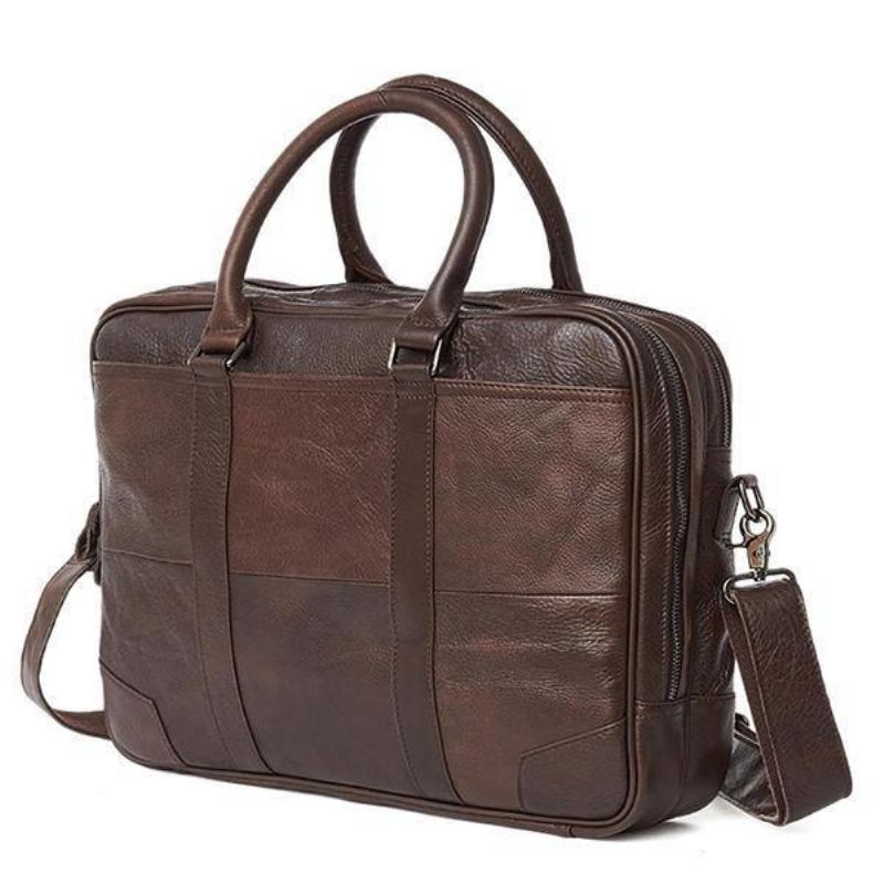 Ægte Læder Business Laptop Taske Briefcase Crossbody Taske