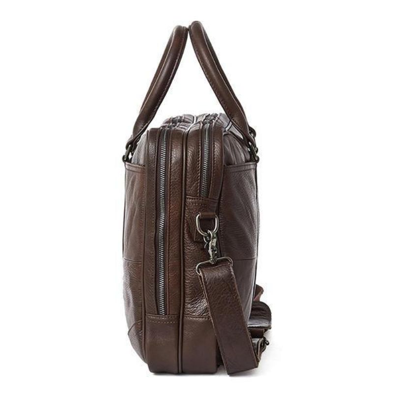 Ægte Læder Business Laptop Taske Briefcase Crossbody Taske