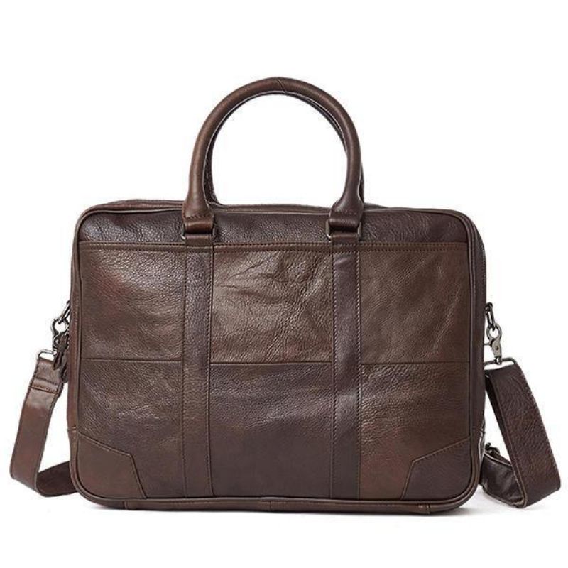 Ægte Læder Business Laptop Taske Briefcase Crossbody Taske