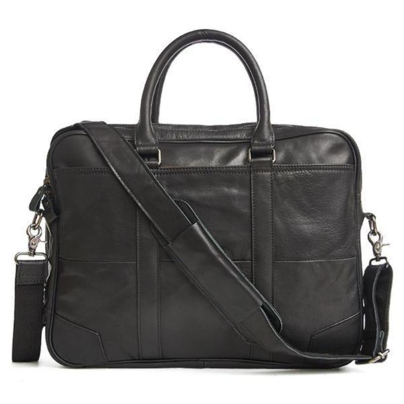 Ægte Læder Business Laptop Taske Briefcase Crossbody Taske