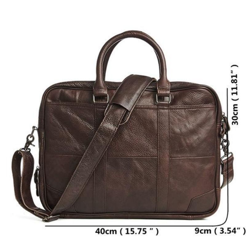 Ægte Læder Business Laptop Taske Briefcase Crossbody Taske