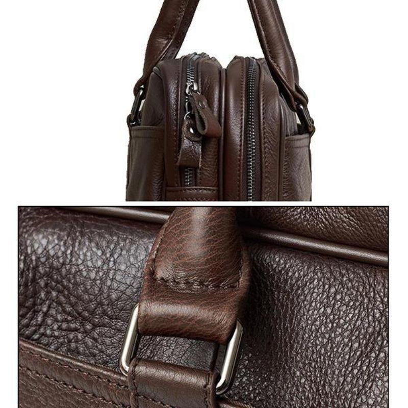 Ægte Læder Business Laptop Taske Briefcase Crossbody Taske