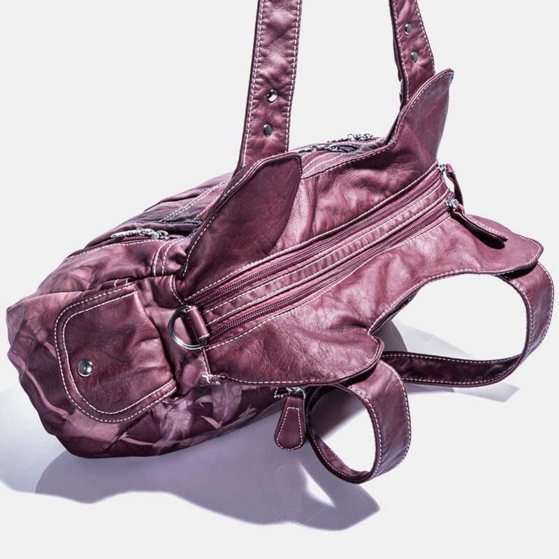 Angel Kiss Kvinder Pu-Læder Multi-Bære Ensfarvet Crossbody-Taske Skuldertaske Tote Håndtaske