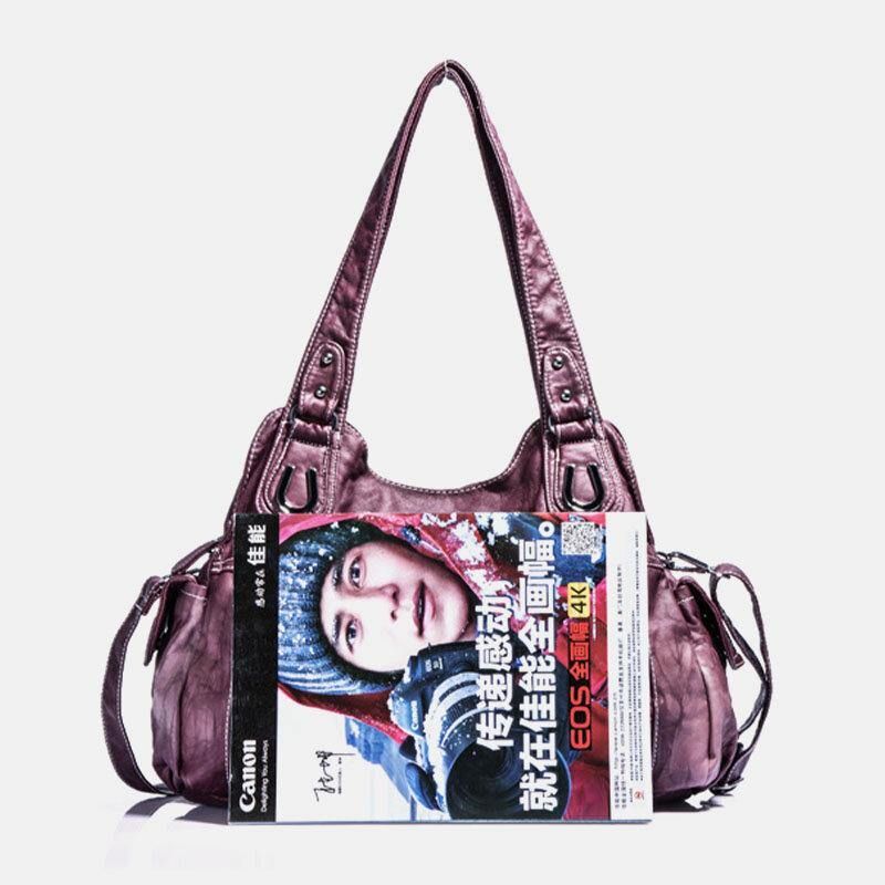 Angel Kiss Kvinder Pu-Læder Multi-Bære Ensfarvet Crossbody-Taske Skuldertaske Tote Håndtaske