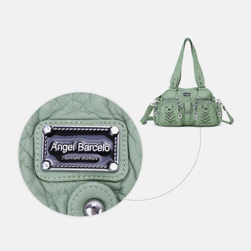 Angel Kiss Kvinder Pu Læder Multi-Bære Ensfarvet Mode Casual Skuldertaske Crossbody Taske Håndtaske