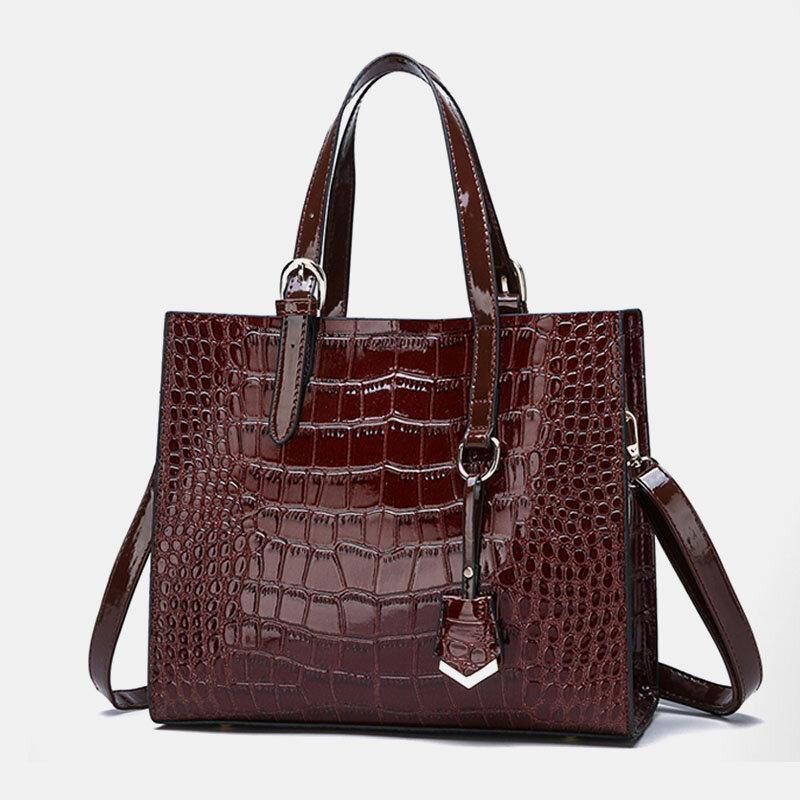 Kvinder 2 Stk Alligator Pu Multi-Lomme Håndtaske Med Stor Kapacitet Crossbody-Taske Tote