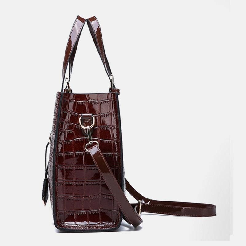 Kvinder 2 Stk Alligator Pu Multi-Lomme Håndtaske Med Stor Kapacitet Crossbody-Taske Tote