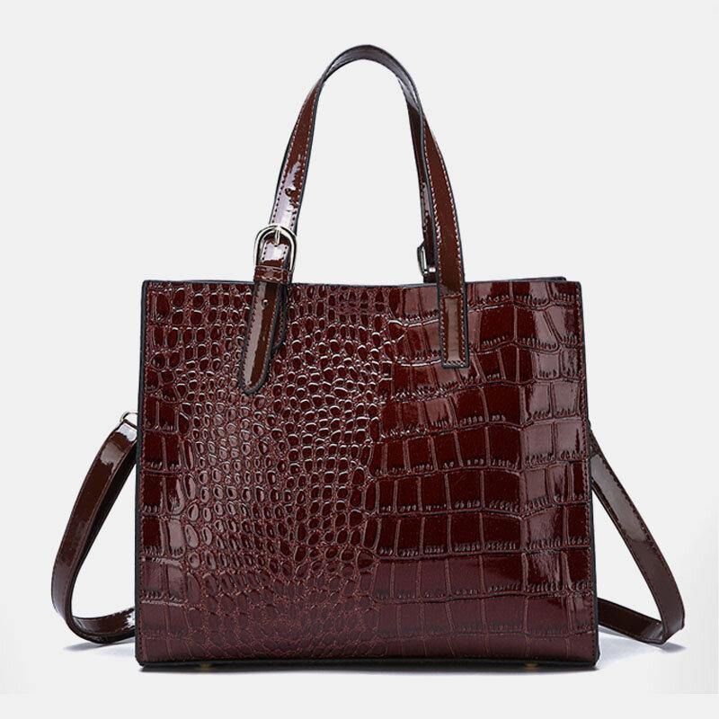 Kvinder 2 Stk Alligator Pu Multi-Lomme Håndtaske Med Stor Kapacitet Crossbody-Taske Tote