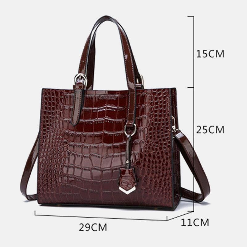 Kvinder 2 Stk Alligator Pu Multi-Lomme Håndtaske Med Stor Kapacitet Crossbody-Taske Tote