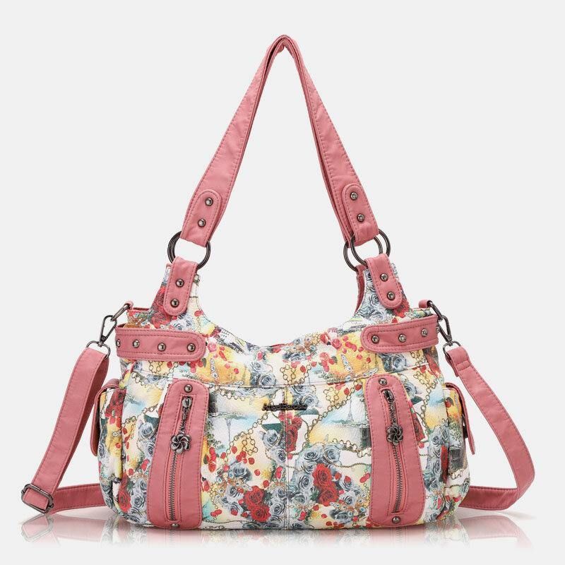 Kvinder Blomster Vandtæt Multicolor Print Håndtaske Crossbody Bag Skuldertaske