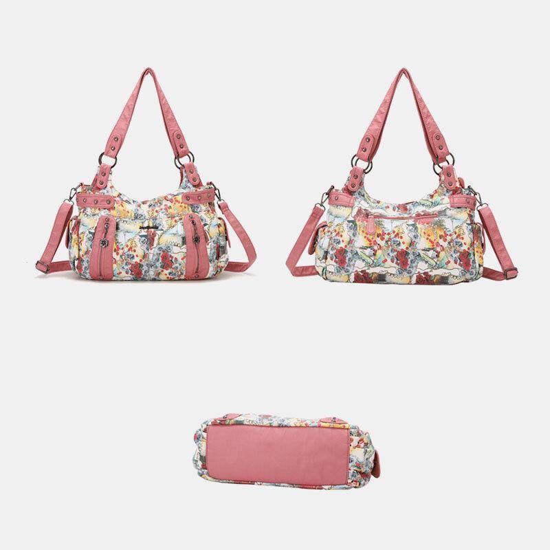 Kvinder Blomster Vandtæt Multicolor Print Håndtaske Crossbody Bag Skuldertaske