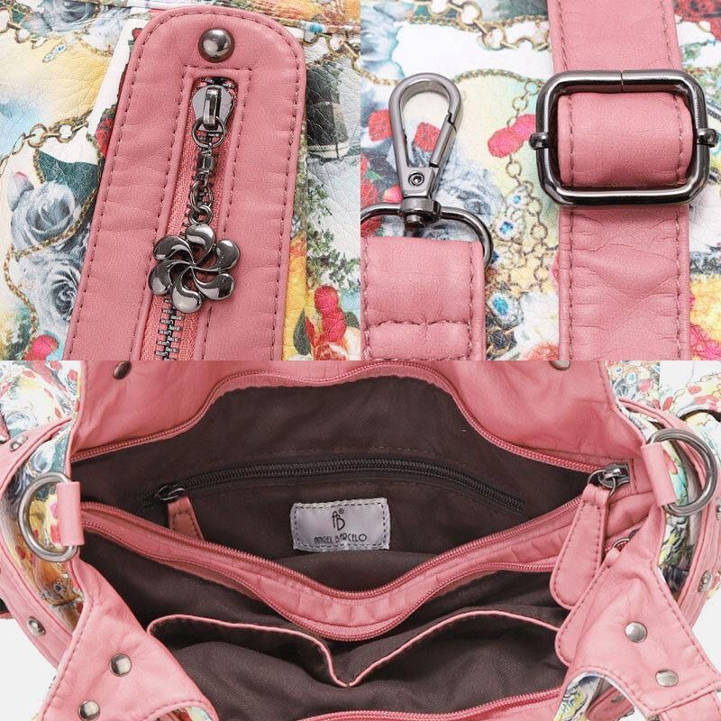 Kvinder Blomster Vandtæt Multicolor Print Håndtaske Crossbody Bag Skuldertaske