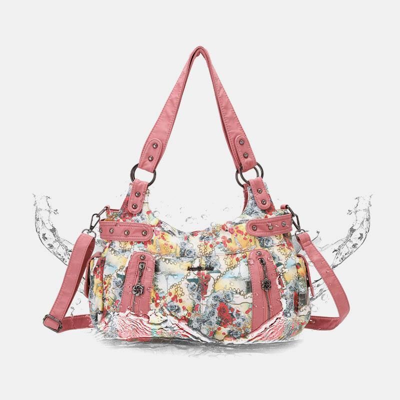 Kvinder Blomster Vandtæt Multicolor Print Håndtaske Crossbody Bag Skuldertaske