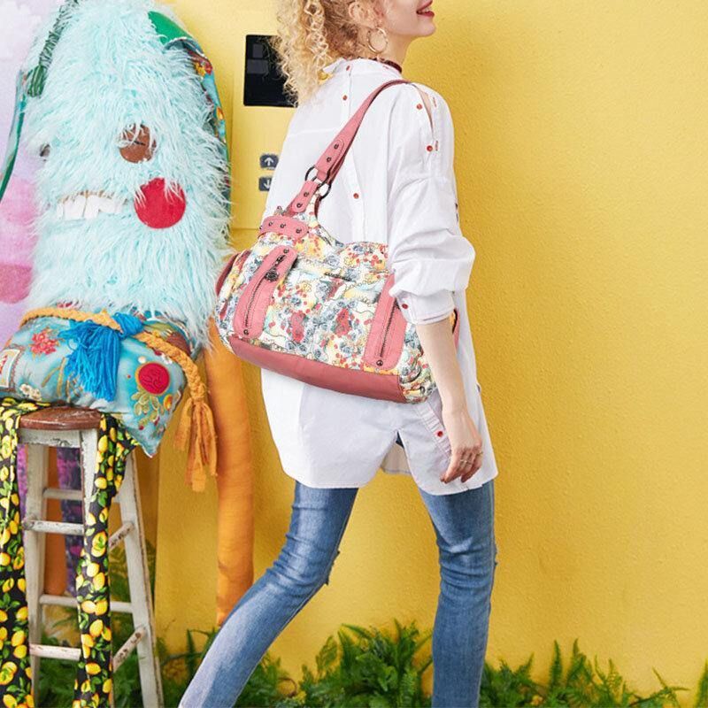 Kvinder Blomster Vandtæt Multicolor Print Håndtaske Crossbody Bag Skuldertaske