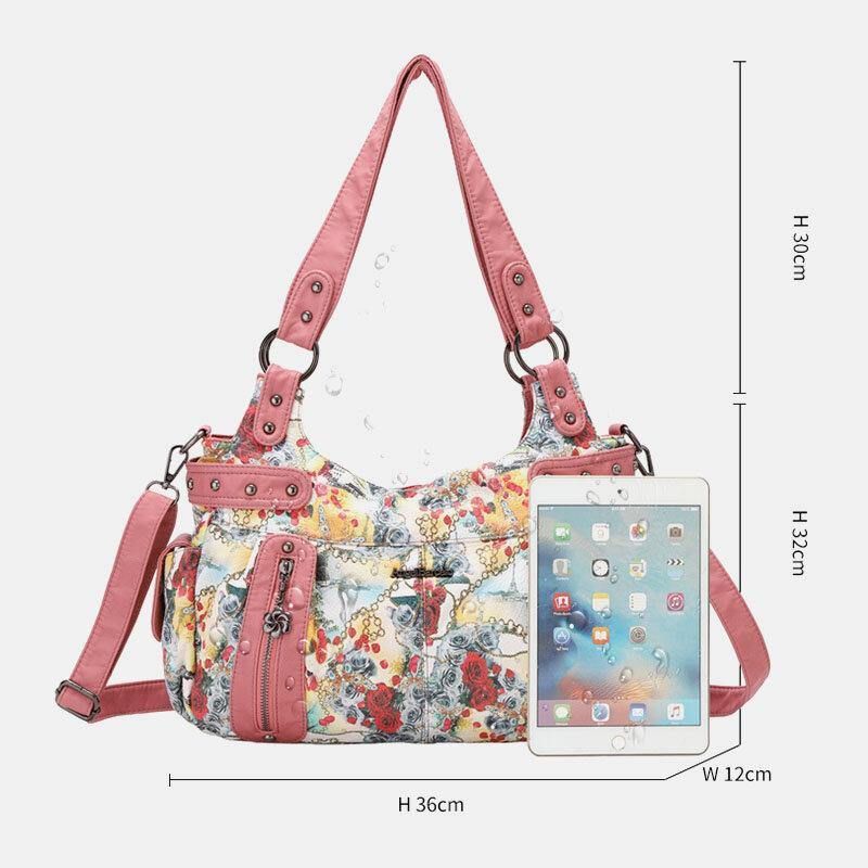 Kvinder Blomster Vandtæt Multicolor Print Håndtaske Crossbody Bag Skuldertaske