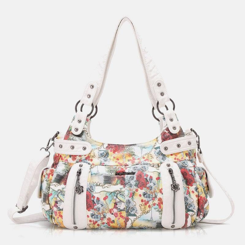 Kvinder Blomster Vandtæt Multicolor Print Håndtaske Crossbody Bag Skuldertaske