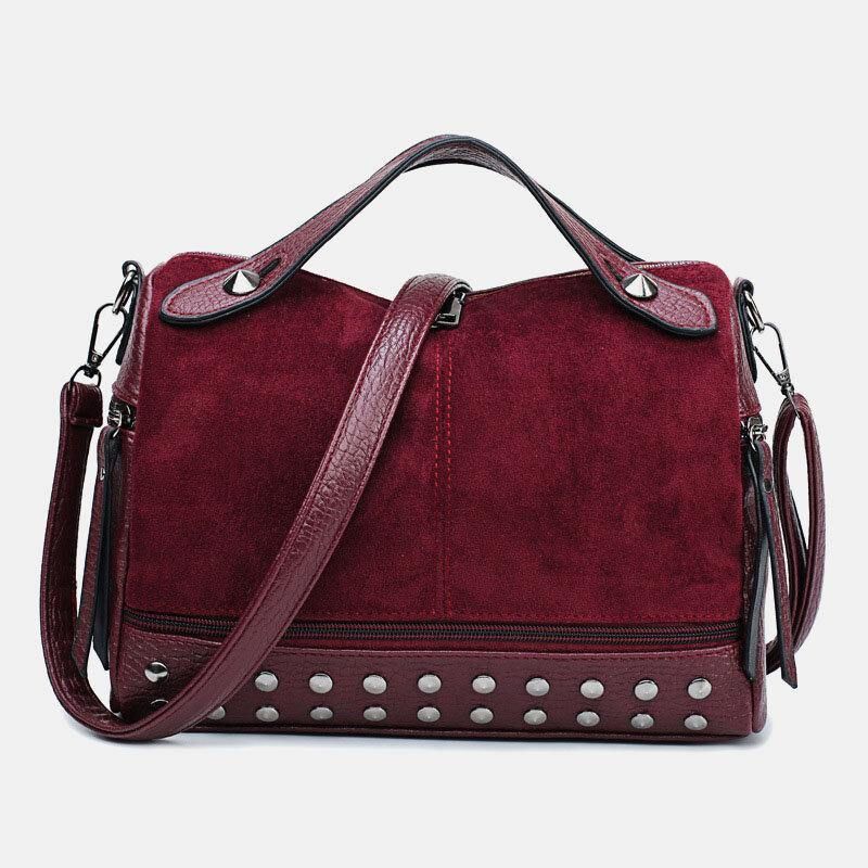 Kvinder Nitte Vintage Pu Læder Multifunktion Tote Crossbody Bag Skuldertaske Håndtaske