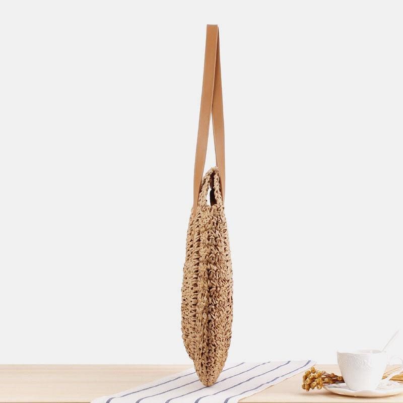 Kvinder Simplicity Stripe Straw Bag Håndtasker Tote Retro Beach Bag