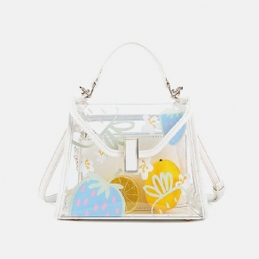 Kvinder Twist Lock 2 Stk Frugt Transparent Crossbody Taske Håndtaske