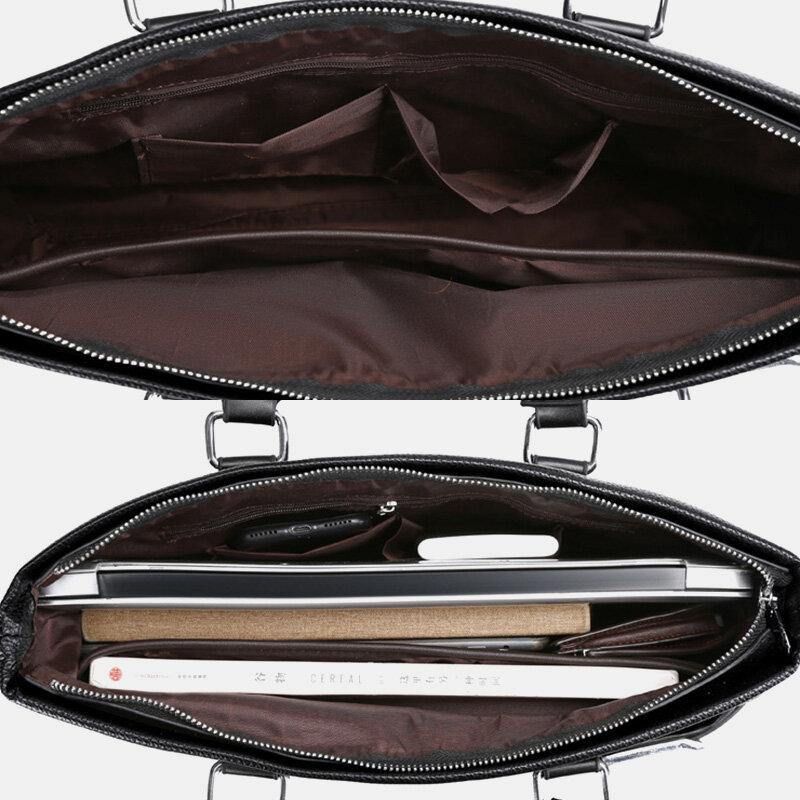 Mænd Imiteret Læder Business 15.6 Tommer Bærbar Taske Dokumentmapper Håndtaske Crossbody Taske