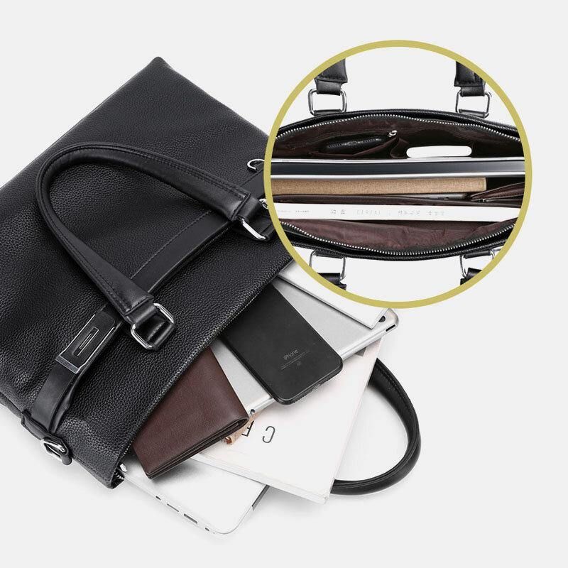 Mænd Imiteret Læder Business 15.6 Tommer Bærbar Taske Dokumentmapper Håndtaske Crossbody Taske