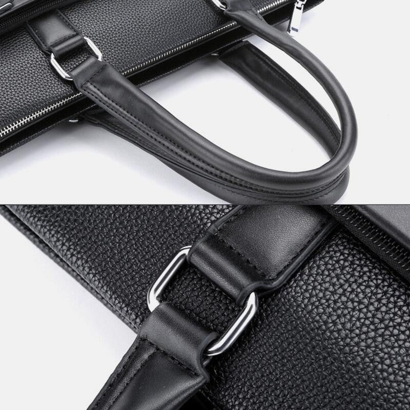 Mænd Imiteret Læder Business 15.6 Tommer Bærbar Taske Dokumentmapper Håndtaske Crossbody Taske