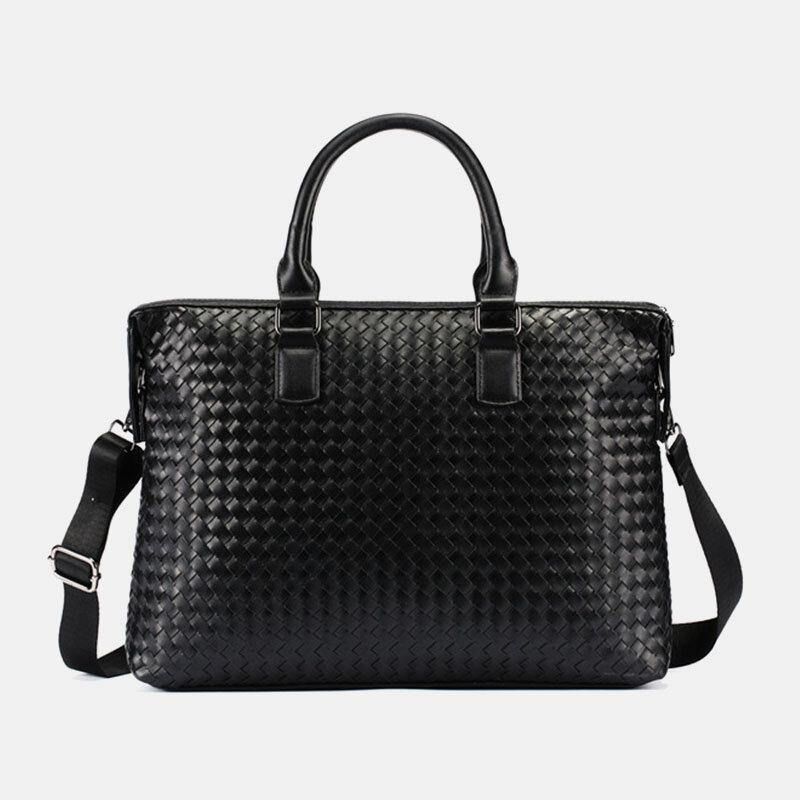 Mænd Imiteret Læder Multi-Bære 14 Tommer Bærbar Taske Briefcase Business Håndtaske Crossbody Taske