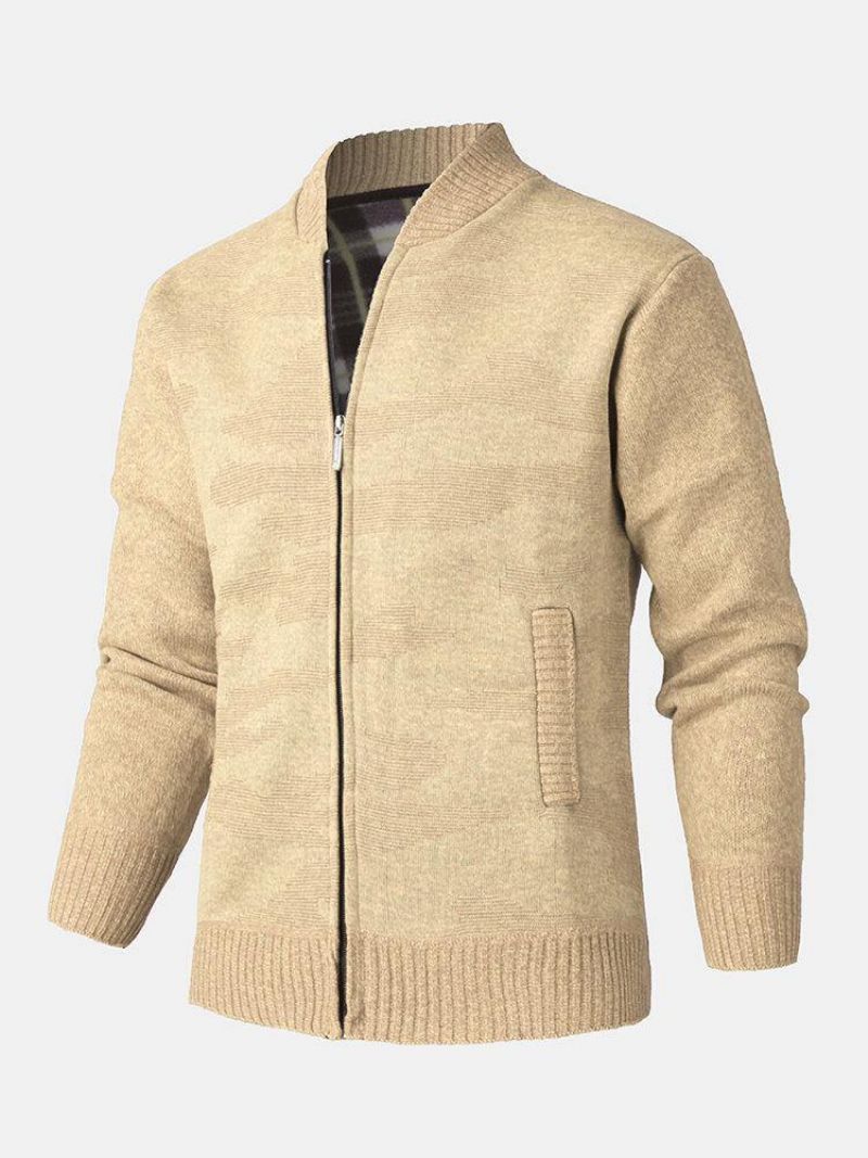 Herre Baseballkrave Strikket Varm Sweater Cardigans Med Lomme