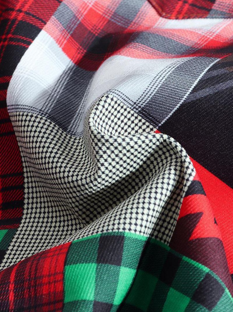 Herre Plaid Colorblock Tyk Vintage Hættejakke