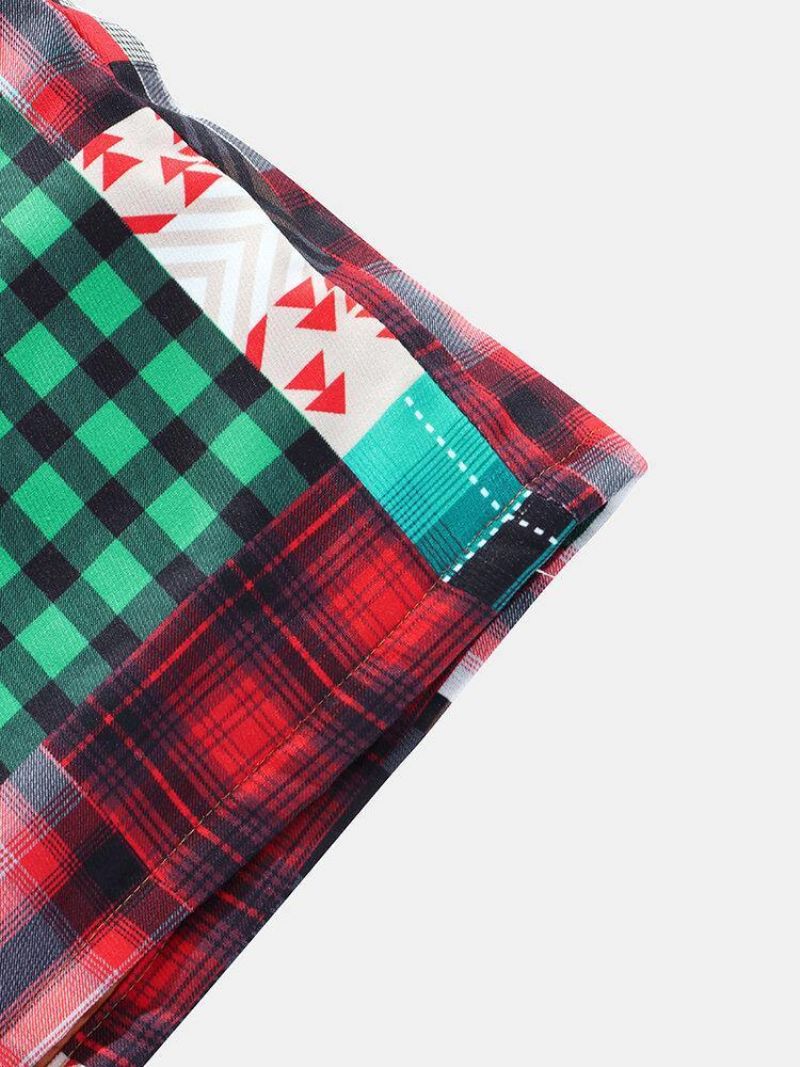 Herre Plaid Colorblock Tyk Vintage Hættejakke