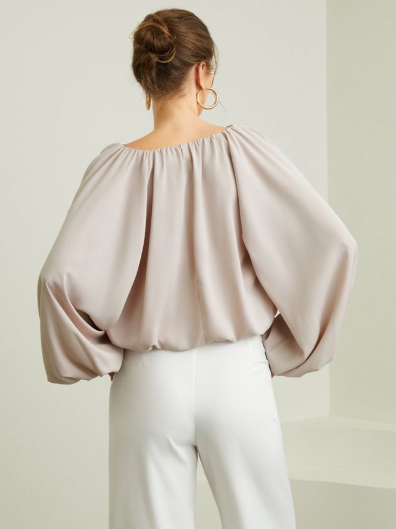 Almindelig V-Hals Langærmet Elegant Top