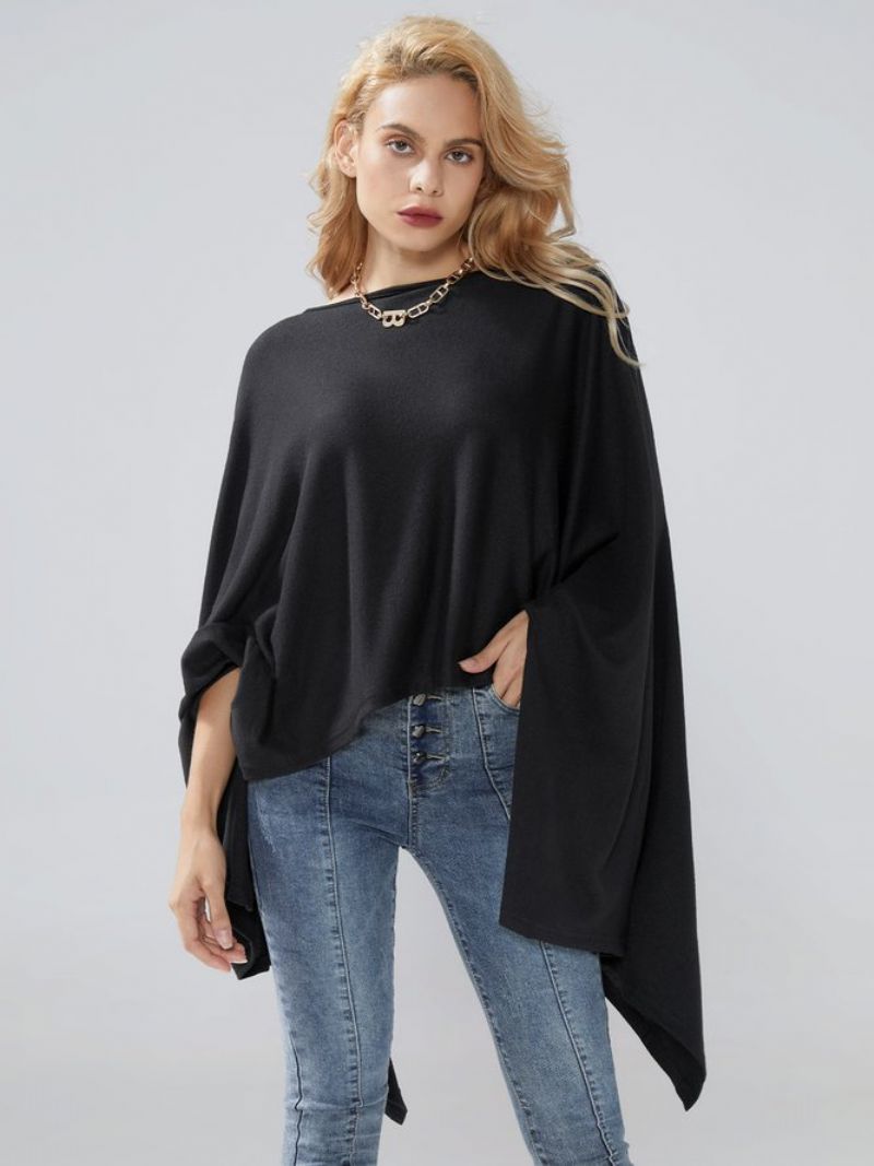 Casual Daily Crew Neck Løs Uregelmæssig Plain Top