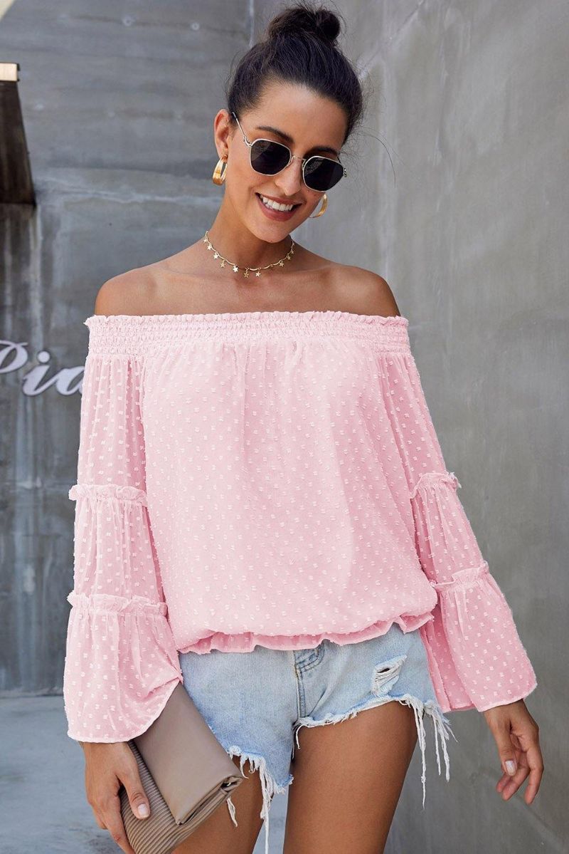 Swiss Dot Off The Shoulder Top