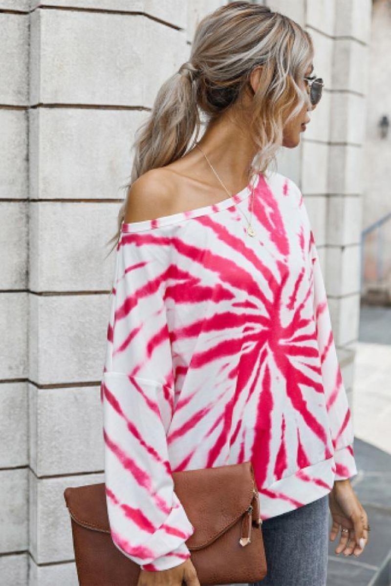 Tie Dye Off Shoulder Boat Neck Top