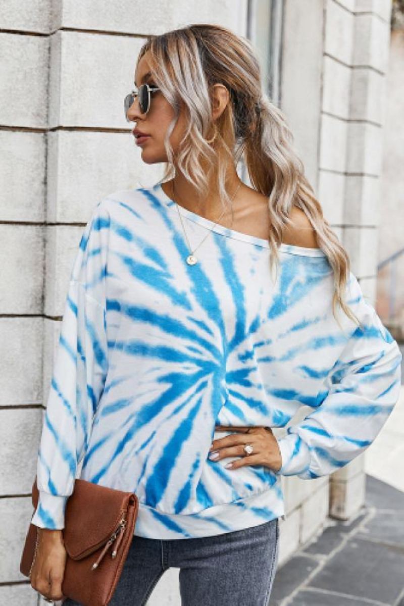 Tie Dye Off Shoulder Boat Neck Top