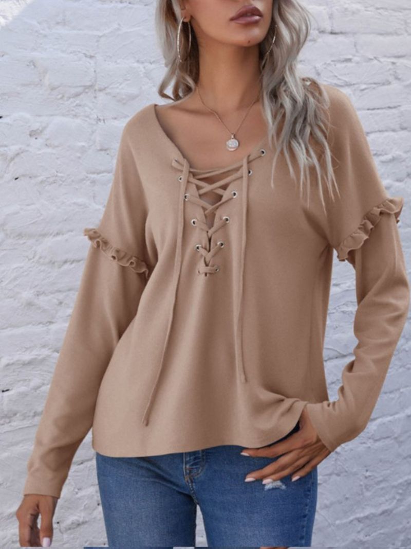 V-Hals Vintage Plain Shift Top